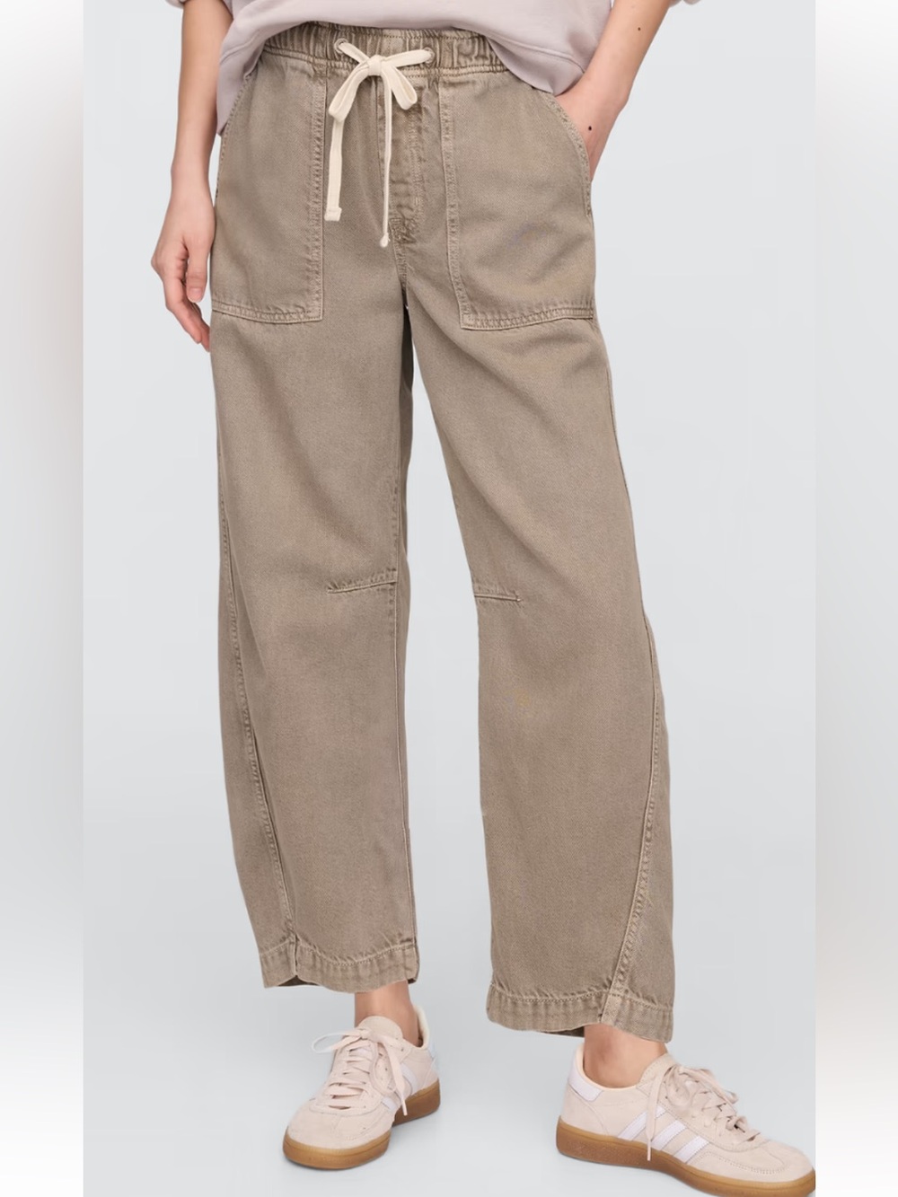 Gap Denim Pull-On Barrel Jeans Taupe Brown Size Small